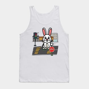 Cute Bunny is skate boarding on the street Tank Top